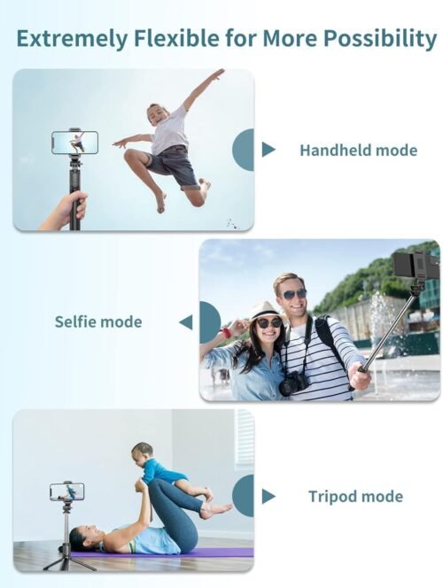 Selfie Stick Tripod with Detachable Wireless Remote, 4 in 1 Extendable Portable Selfie Stick & Phone Tripod Stand Compatible with Gopro, iPhone/Samsung/Huawei - 이미지 6