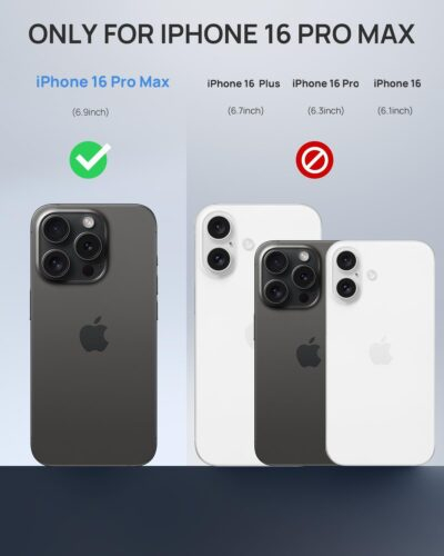 Lanhiem Magnetic for iPhone 16 Pro Max Case, IP68 Waterproof Dustproof Case, [Compatible with Magsafe] [Built-in Screen Protector] Full Body Heavy Duty Rugged Phone Cover 6.9 inch, Black/Clear - 이미지 8