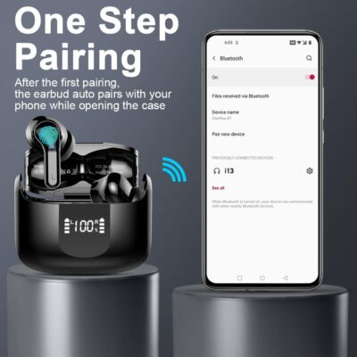 Wireless Earbuds, Bluetooth Headphones 2025 NEW Ear Buds 40H Bass Stereo in-Ear Earphones ENC Noise Cancelling 5.3 Earbuds with 4 HD Mic, USB-C LED Display IP7 Waterproof Sport Headset for Android iOS - 이미지 7