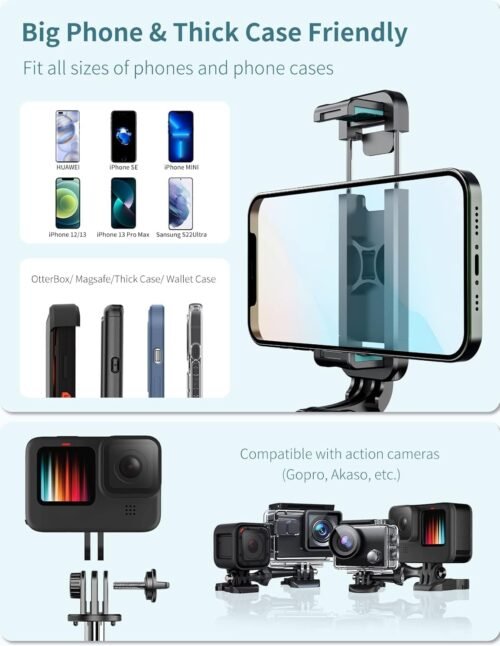 Selfie Stick Tripod with Detachable Wireless Remote, 4 in 1 Extendable Portable Selfie Stick & Phone Tripod Stand Compatible with Gopro, iPhone/Samsung/Huawei - 이미지 4