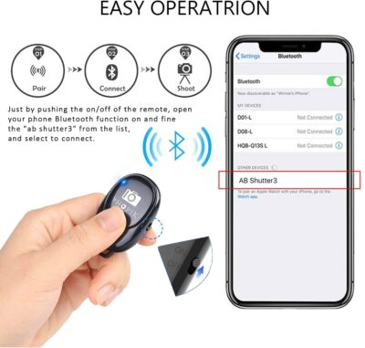 Phone Camera Remote Control(2 Pack) for Photos & Videos, Wireless Camera Remote Shutter Clicker Compatible with iPhone/Android Phone/iPad/Tablets with Adjustable Wrist Strap - 이미지 2