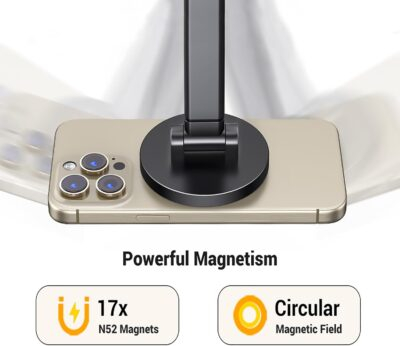 UGREEN Magnetic Phone Stand for MagSafe, Height Adjustable iPhone Stand for Desk with 360° Rotation Compatible for iPhone 16 15 Pro Max 14 Pro 13 12 and MagSafe Case, Black - 이미지 3