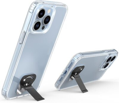 OUTXE 2 Pack Ultra-Thin Phone Kickstand, Universal Kickstand for Phone case Vertical/Horizontal Metal Rotatable Phone Stand for Desk for iPhone 15/14/13/12/11 Mini Plus Pro Max, Galaxy S24 - Black