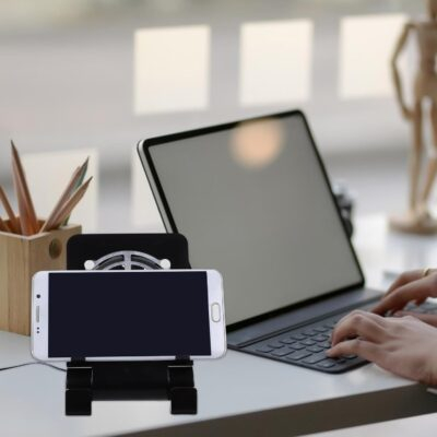 Laptop Stand with Cooling Fan Cell Phone Stand with Cooler Stable Cooling Holder with Quiet Fan Computer Blower Cellphone Cooler Holder Game Machine Radiator USB Foldable - 이미지 5