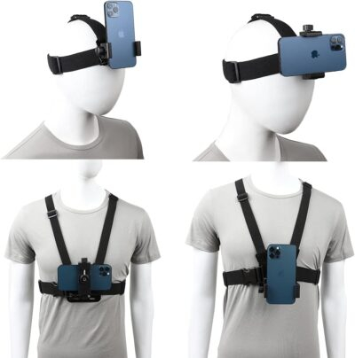 PellKing Mobile Phone Chest Strap Harness Mount Head Strap Holder Kit for POV/VLOG,Cell Phone Clip Compatible with iPhone,Samsung,GoPro Hero 9, 8,7, 6, 5, 4, 3,2, 1,AKASO,DJI Osmo,and Action Cameras… - 이미지 2