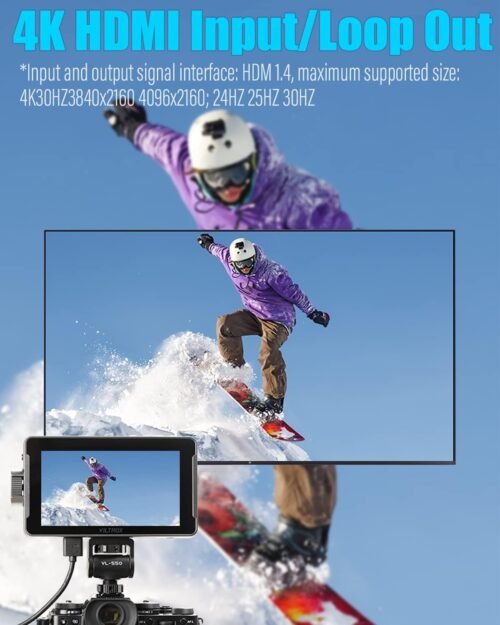 VILTROX DC550 Pro 5.5" Camera Field Monitor Touch Screen, 4K HDMI DSLR Video External Monitor for Sony Canon Nikon, Sunshade Hood,Battery,Storage Bag 1200nit,3DLUT,Focus Peaking,Histogram,False Colors - 이미지 5