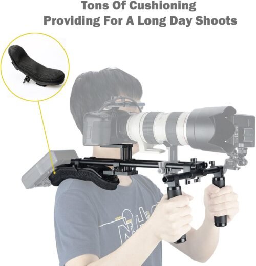 NICEYRIG 15mm Shoulder Pad Rig Support System with Riser Base Plate Mount, 15mm Rod and Rod Rail Handle Kit Universal for DSLR Camera, Mirrorless Camera - 173 - 이미지 2