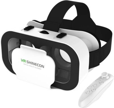 VR Headset,3D VR Glasses Virtual Reality Headset for iPhone & Android with Controller, Compatible 4.7-6.5 inch, Adjustable Universal Virtual Reality Goggles for Kids & Adults