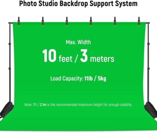 Neewer Photo Studio Backdrop Support System, 10ft/3m Wide 6.6ft/2m High Adjustable Background Stand with 4 Crossbars, 6 Backdrop Clamps, 2 Sandbags, and Carrying Bag for Portrait & Studio Photography - 이미지 2
