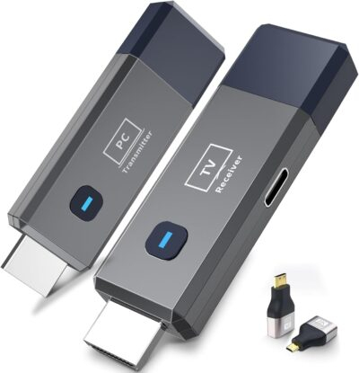 Wireless HDMI Transmitter and Receiver, 165ft/50m Wireless HDMI for 4K Decode Input 1080P Output, Plug&Play Portable 2.4G/5.8G for Video and Audio to Monitor from PC/Projector/TV Box