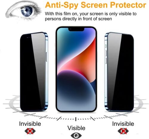 Pehael 2+2Pack for iPhone 14 Plus Privacy Screen Protector with Camera Lens Protector, Full Coverage, Anti-Spy, Tempered Glass Film, 9H Hardness, Upgrade Edge Protection, Easy Installation, Bubble Free, 6.7 inch - 이미지 4