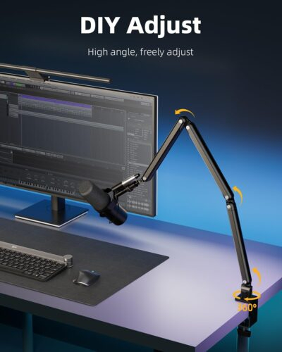 TODI Mic Arm for Lightweight Mics, Microphone Arm Rotatable, Storable Desk Mic Stand for Bear 3LB with Mount Clamp, Mic Stand Boom Arm with Cable Channel with 3/8'' 5/8'' Thread for Podcast, Gaming - 이미지 5