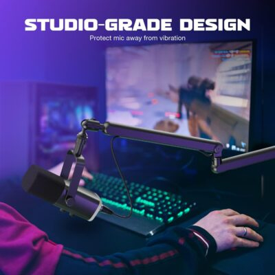 FIFINE Microphone Boom Arm, Low Profile Adjustable Stick Microphone Arm Stand with Desk Mount Clamp, Screw Adapter, Cable Management, for Podcast Streaming Gaming Studio-BM88 - 이미지 3