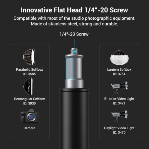 SmallRig Aluminum Light Stand 110"/9.2ft/280cm, Adjustable Photography Air-Cushioned Tripod Stand with 1/4" Screw for Softbox, Studio Light, Flash, Umbrella, Ring Light, Max Load 5kg, RA-S280A - 이미지 3