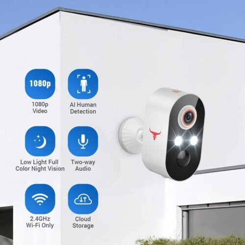 1080P Outdoor Security Camera Wireless with 2-Way Talk, Battery Powered, Color Night Vision, Suitable for Home Security Indoor/Outdoor, Cloud Storage (Sold Separately), 2.4G WiFi Only (1 Pack) - 이미지 9