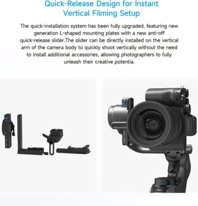 FeiyuTech SCORP 2 KIT Gimbal Stabilizer for DSLR and Mirrorless Camera,Built-in AI Tracking,3-Axis Gimbal for Sony/Canon/Nikon/Fujifilm, Max 5.51lbs,Touch Screen, Native Vertical Shooting with Case - 이미지 3