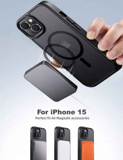 Magnetic for iPhone 15 Case Drop Resistant Matte Skin Feeling Back Cover Shockproof Slim Fit for iPhone 15 Phone Case，Matte Black - 이미지 7