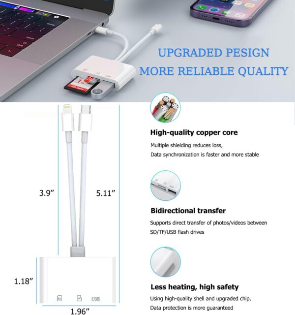 "Ultimate Dual-Port SD Card Reader: Effortless Memory Transfer for iPhone, iPad & More!" - Image 6