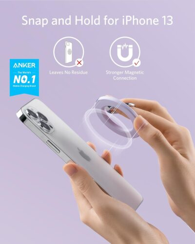 Anker Magnetic Phone Grip (MagGo), 610 Ring Holder, Adjustable Kickstand, Only for iPhone 16/16 Plus/16 Pro/16 Pro Max/15/14/13/12 Series - 이미지 2