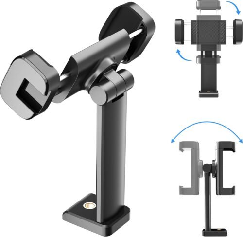Phone Tripod Mount with 1/4" Screw Thread, 360° Rotate 180° Tilt Phone Holder Replacement with Cold Shoe, Versatile Mount Adapter for iPhone, Tripod, Selfie Stick, Camera Stand
