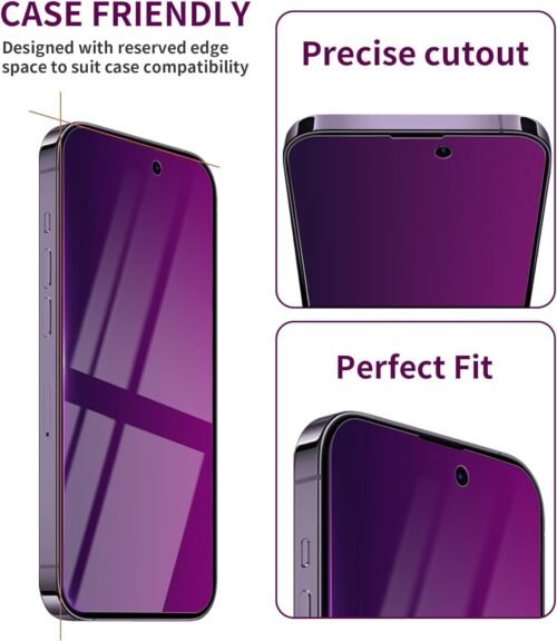 2 Pack Privacy Screen Protector for iPhone 14 Pro Max Tempered Glass for 14 ProMax 6.7inch Private Saver Anti-Spy Anti-Blue Light Eye Protection Anti-Scratch Full Coverage - 이미지 6