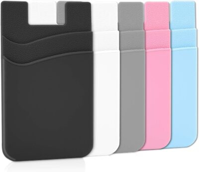 Senose Phone Wallet, Card Holder for Back of Phone Stick on Phone Cases Great Storage Compatible for iPhone/Android/Samsung Galaxy Pack of 5