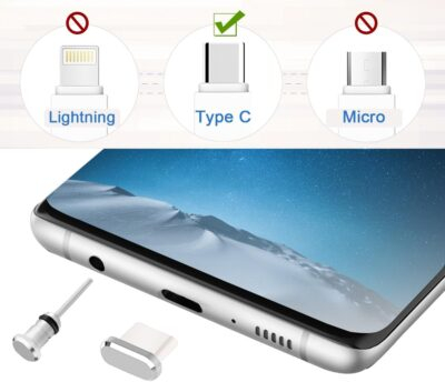 USB C Anti Dust Plugs Type C Charging Port Cover Protector Caps 4 PCS with 2 Spiral Cord Savers Compatible with iPhone 16/15 Plus Pro Max Samsung Galaxy S25/S24/S23/S22 Ultra Pixel 9 (Silver) - 이미지 2