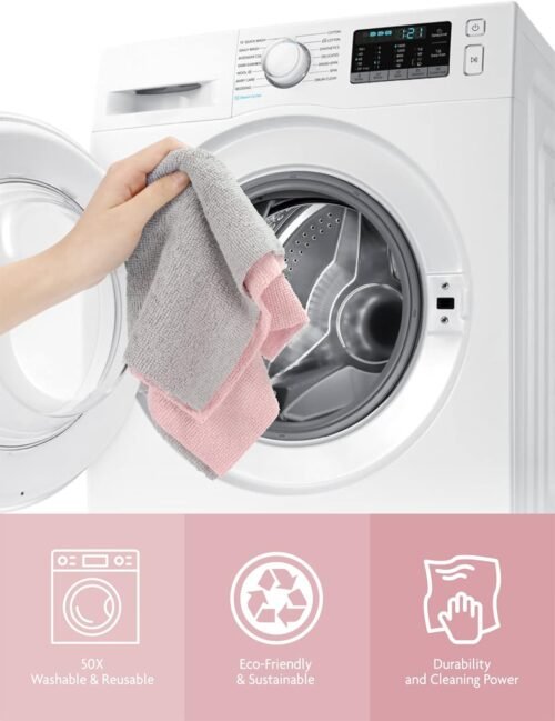 Fantasticlean Microfiber Cleaning Cloth Roll -75 Pack, Tear Away Microfiber Towels, 12" x 12", Reusable, Washable, Scratch Free, Ultra Absorbent Dish Rags for Car, Home, Garage or Shop (Pink) - 이미지 8