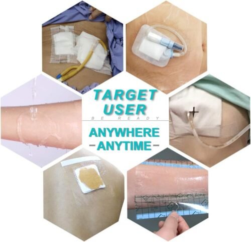 Waterproof Shower Cover Shields for Dialysis Port Picc Line Chest Catheter PD Peritoneal Dialysis Chemo Port Feeding Tube Shower Protector 8" x 8" (Pack of 25) - 이미지 7