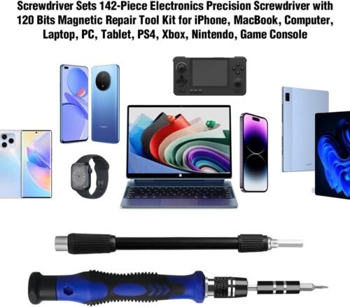 142 IN 1 Professional Computer Repair Tool Kit, Precision Screwdriver Set with 120 Bits Magnetic Repair Tool Kit for iPhone, MacBook, Computer, Laptop, PC, Tablet, PS4, Game Console, and Others - 이미지 5