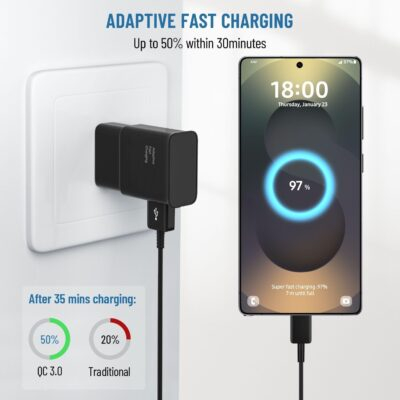 Phone Charger Android,Samsung Charger Fast Charging Cord Type C with USB C Charge Cable 6.6Ft for Samsung Galaxy S25/S24/S23/S22/S21/S20/S10/S10 Plus/S10E/S9/S8/S21Ultra/S22+/S22 Ultra/Note 8/9/10/20 - 이미지 2