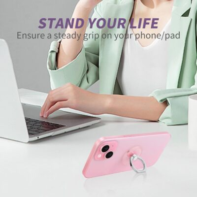 Cell Phone Ring Holder, Transparent Ring Holder 360°Rotation Finger Ring Stand, Clear Cell Phone Kickstand Compatible with Most of Phones, Tablet and Case, (2Silver+1Black+1Rose Gold) - 이미지 6