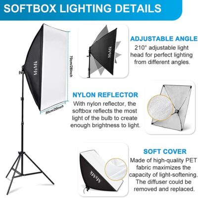 [Upgraded LED Bulb] Photography Lighting Kit 8.5x10ft Backdrop Support System and LED Softbox Set, 6400K Bulb, Umbrella, Video Studio Continuous Lighting Kit for Photo Studio, and Video Shooting - 이미지 6
