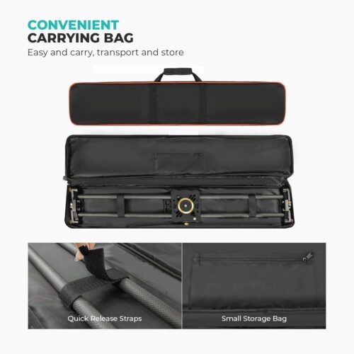 (Upgraded) 39.4 in Carbon Fiber Camera Slider, 100cm Dolly Track Rail, Smooth Bearing Stabilizer, Height Adjustable, Spirit Level, AGG1981 - 이미지 7