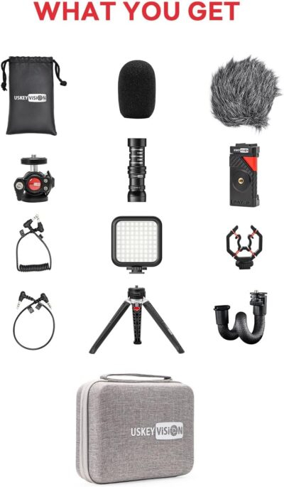 Smartphone Video Vlogging Kit Metal Microphone Light Tiktok YouTube Podcast Equipment for iPhone 15/14/13 Mini/Pro/Max, Android Smartphone (V-Master) - 이미지 7