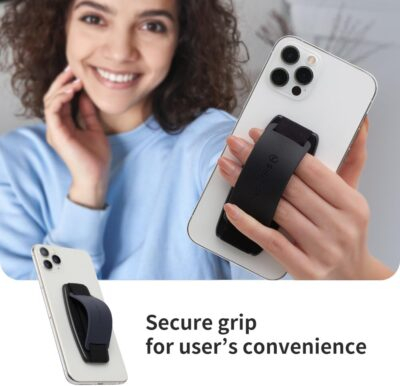 Sinjimoru Detachable Phone Grip Kickstand for Wireless Charging Compatible Phone Finger Holder for iPhone & Smartphones. Sinji Mount S-Grip Black - 이미지 4
