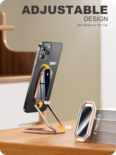 A-LuGei 𝗙𝗼𝗹𝗱𝗮𝗯𝗹𝗲 & 𝗔𝗱𝗷𝘂𝘀𝘁𝗮𝗯𝗹𝗲 Phone Ring Holder Finger Kickstand, Cell Phone Holder for Hand, Phone Stand for Back of Phone Case, Magnetic iPhone Ring Holder Phone Grip for Desk - 이미지 6