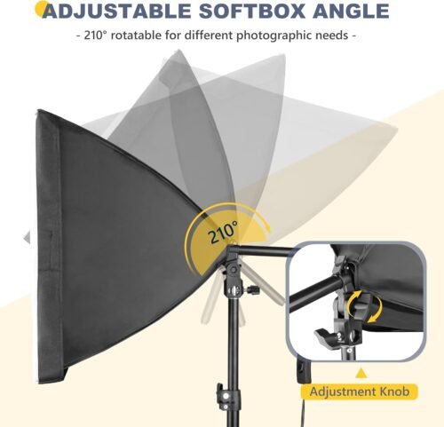 Torjim Softbox Photography Lighting Kit, 16'' x 16'' Professional Softbox Lighting Kit with 85W 3000-7500K LED Bulbs, Studio Lights for Photography/Video Recording/Live Streaming/Portraits Shooting - 이미지 5