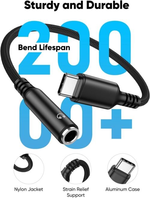 Highwings USB Type C to 3.5mm Female Headphone Jack Adapter, (3-Pack) USB C to Aux Audio Dongle Adapter Compatible with iPhone 16 Pro Max/15 Pro/15, Samsung Galaxy S24/S23/S22 Ultra, iPad Pro-Black - 이미지 8