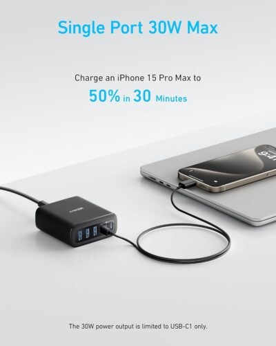 Anker Desktop Charger, Fast Charging USB C Charger, 112W Max 6-Port Charging Station, for iPhone, iPad, MacBook, Samsung and More (Cable Not Included) - 이미지 3