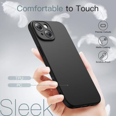JETech Slim Case for iPhone 15 6.1-Inch with Camera Lens Full Cover Protection, Ultra-Thin Lightweight Matte Finish Minimalist Protective Phone Cover (Black) - 이미지 5