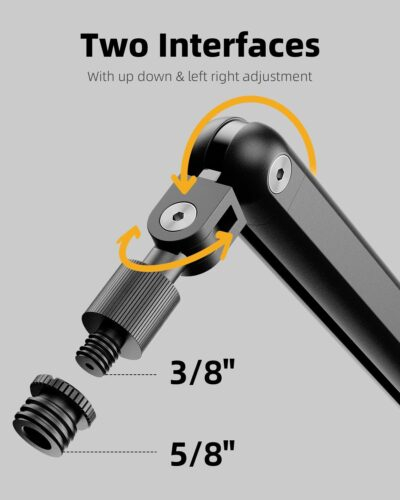 TODI Mic Arm for Lightweight Mics, Microphone Arm Rotatable, Storable Desk Mic Stand for Bear 3LB with Mount Clamp, Mic Stand Boom Arm with Cable Channel with 3/8'' 5/8'' Thread for Podcast, Gaming - 이미지 3