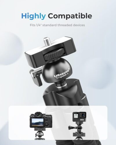 UBeesize Phone Tripod Pro S, Premium Flexible Phone Tripod with Wireless Remote, Mini Tripod Stand for Camera GoPro/Mobile (Upgraded), Black - 이미지 2