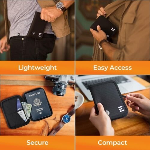 Passport Holder & Travel Wallet with RFID Blocking - Premium Document Organizer Case for Men and Women - Holds Passports, Cards, Tickets, ID, Cash - Compact Zippered Wallet - Midnight - 이미지 4