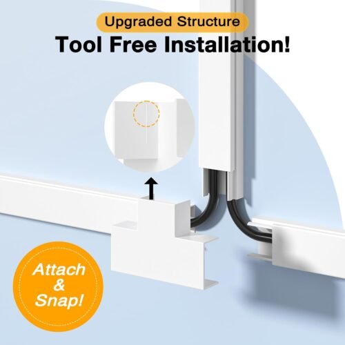 Delamu Cord Hider, 157in Wire Covers for Cords on Wall, Premium Cable Hider Cord Covers for Wires, Cable Management Wire Hiders for TV, Cable Raceway Kit, 10X L15.7X W0.95x H0.55in, White - 이미지 3