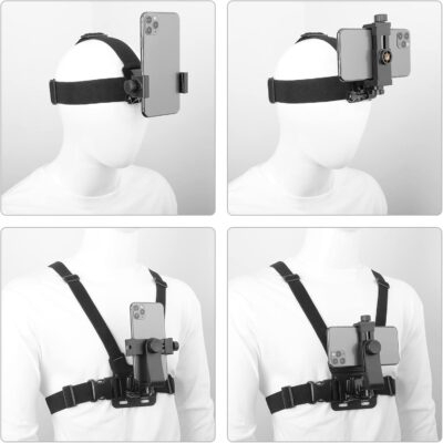 Phone Strap Mount Set,ChromLives Phone Chest Strap Mount +Phone Head Mount+Phone Neck Holder,3 in 1 Hands Free Phone Holder for Neck Head Chest Compatible with iPhone,Gopro Hero and More - 이미지 2