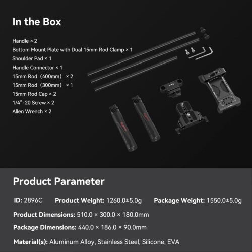 SMALLRIG Universal Basic Camera Shoulder Mount Kit for DSLR, Mirrorless, and Small Camera Shoulder Rig - 2896 - 이미지 8