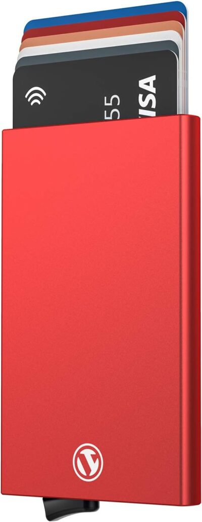 VULKIT Pop Up Wallet, Slim Minimalist Credit Card Holder For Men and Women RFID Blocking Mini Metal Case