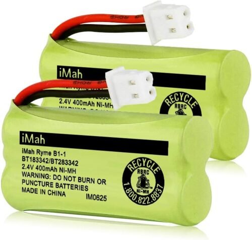 iMah BT183342/BT283342 2.4V 400mAh Ni-MH Battery Compatible with AT&T CL82207 EL52100 EL50003 VTech CS6709 CS6609 CS6409 BL102-3 Handset Replace Battery BT166342 BT266342 BT162342 BT262342, 2-Pack