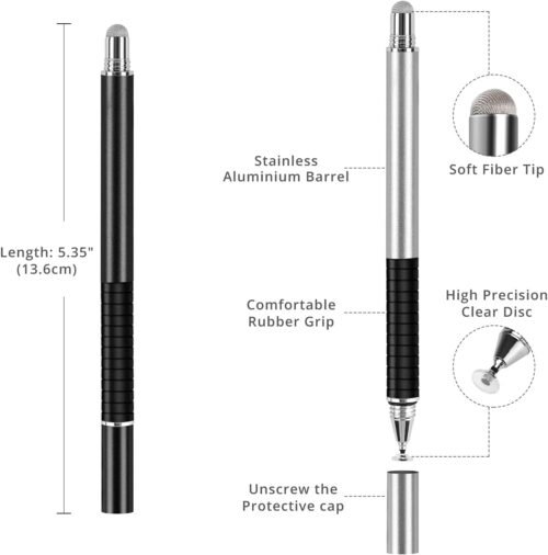 Capacitive Stylus Pen (4 Pack), Universal Stylist Pens 2 in 1 Precision Series Fine Point Disc Touch Screen for iPhone/iPad/Android/Tablet and All Screens - 이미지 2